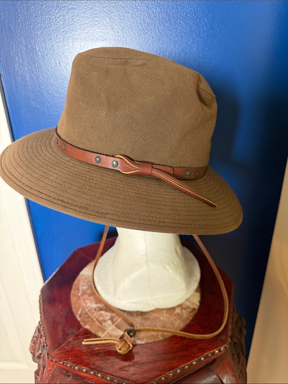 Men’s Franklin Hat Co.  Brown Waxed Cotton Safari Outdoor Field Hat Size Small